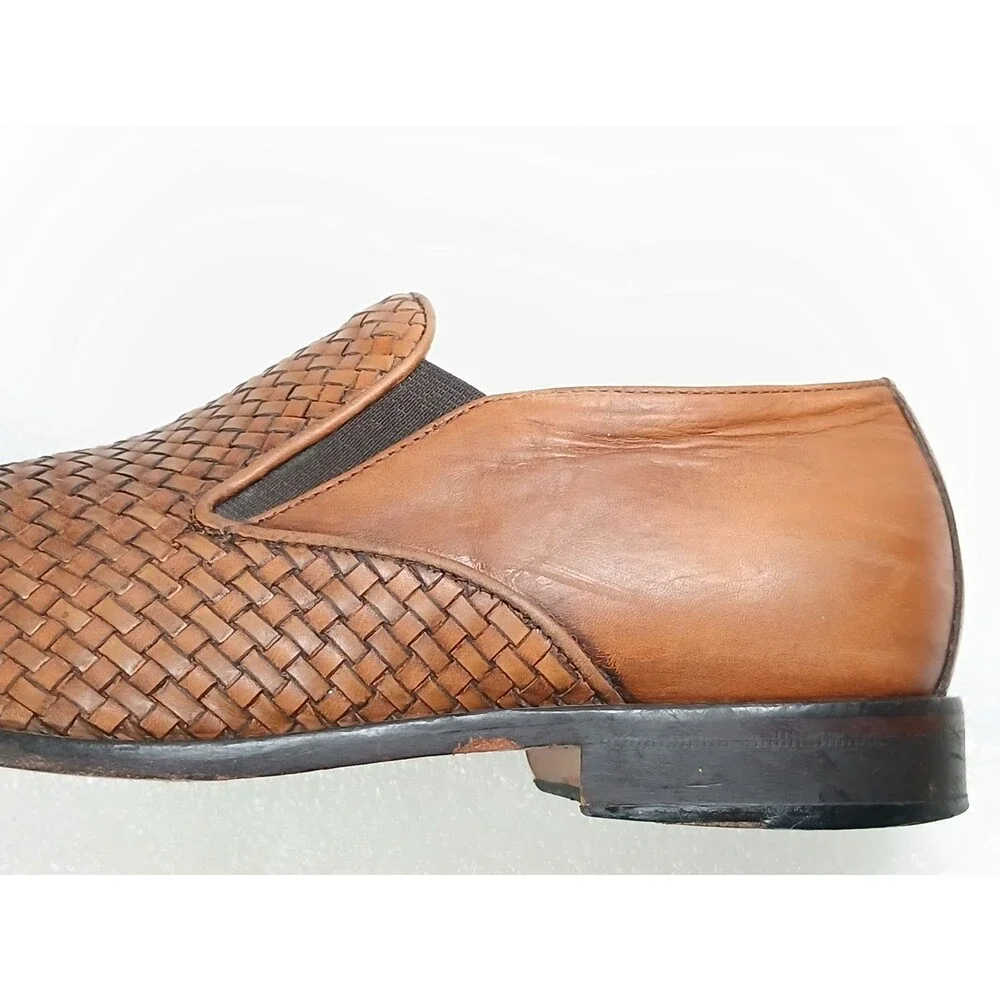 Saks Fifth Avenue Men’s Woven Leather Slip-On Shoes – Made in Italy Size 10